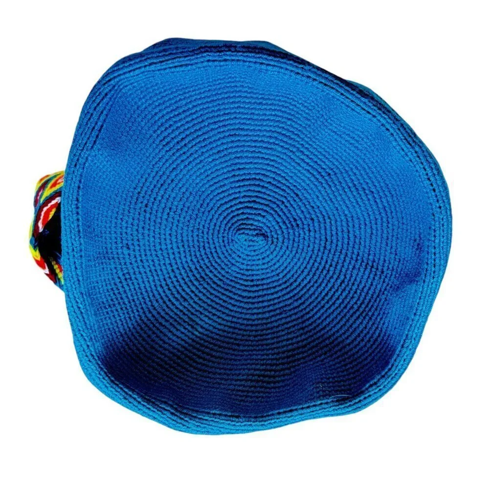 Wayuu Mochila Bucket Hobo Bag Columbian Riohacha Drawstring Multi Strap Blue